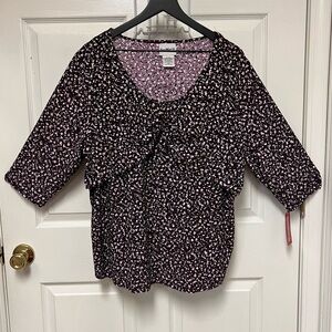 Bon Worth Black and Purple Floral Blouse
